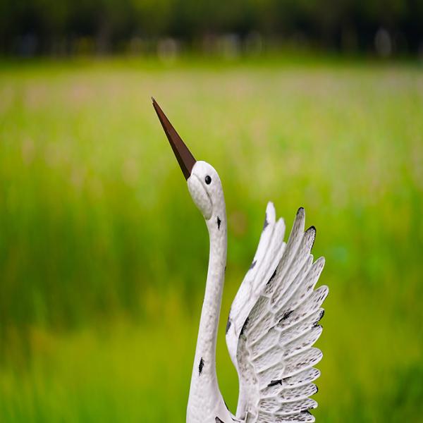 Métal créatif Crane Bird Lawn Art Lifelike et imperméable