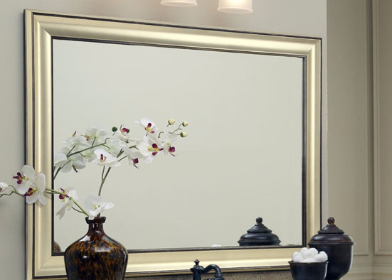 Modern Stylish Wood Frame Wall Mirror , 3-6mm Decorative Bathroom Wall Mirrors