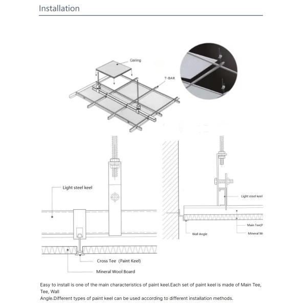 Flat Suspension Metal T Ceiling Grid Channel Ted System Zinc Coating