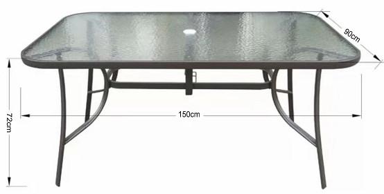 Steel P Leg Garden Glass Table And Txetilene Stacking Chairs 7 Set