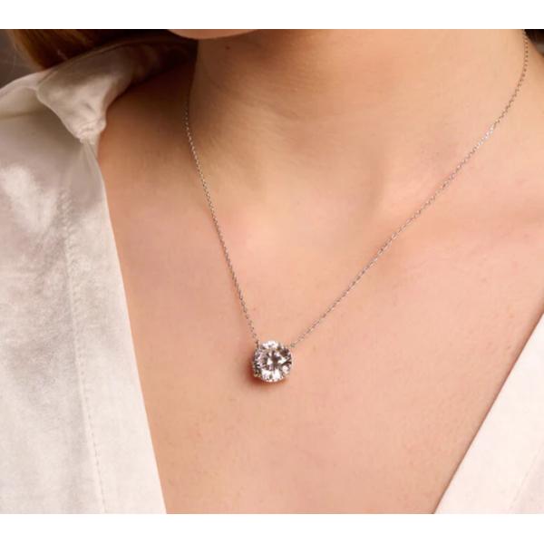 Elegant 18K Gold Plated Round Cut 925 Sterling Silver Necklace for Fashion Jewelry