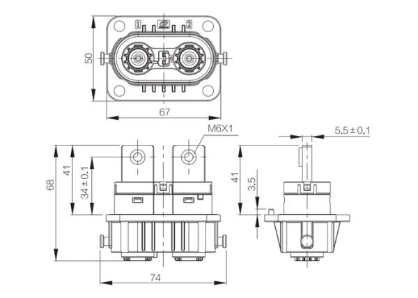 150A EV Battery Connector IP6K9K Electric Plug Socket Secondary Lock Function
