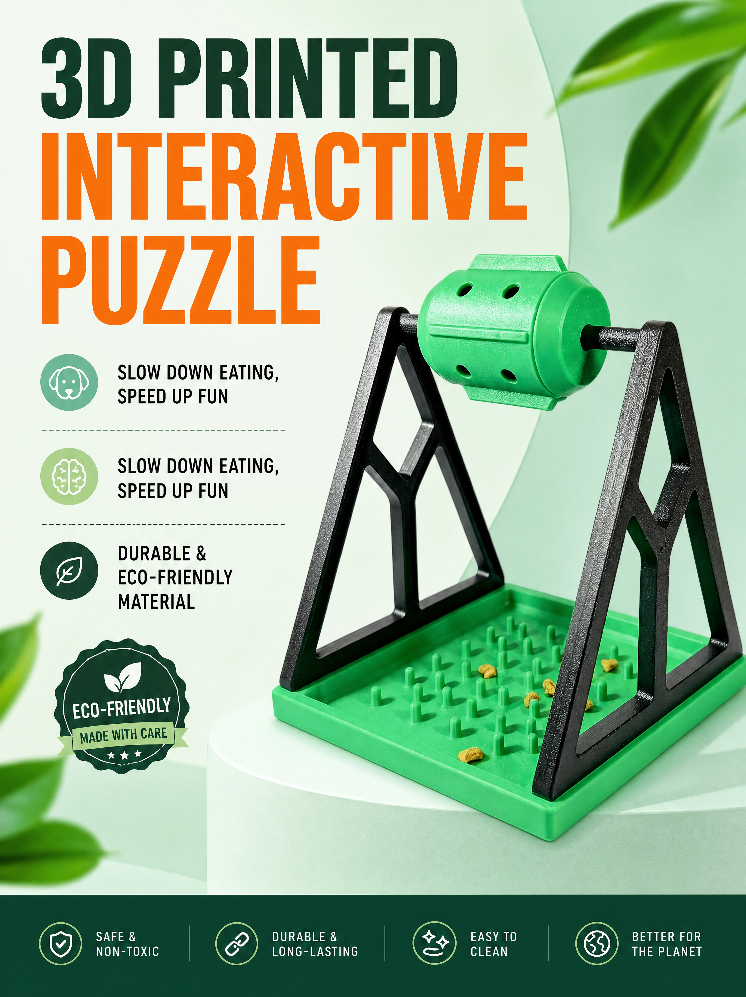 Cat Treat 3D Printed Pet Accessories Rotating Wheel Slow Feeder Puzzle Enrichment Toy