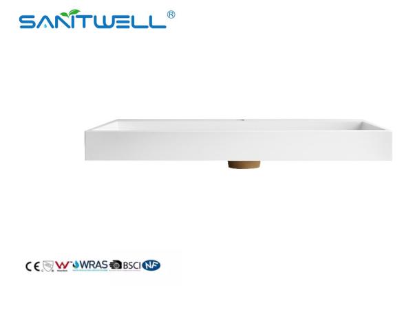 Large Size SW6001-1000 Wholesale Factory Stone Resin Sinks Square Botton Matt White Cabinet Washing Hand Basins
