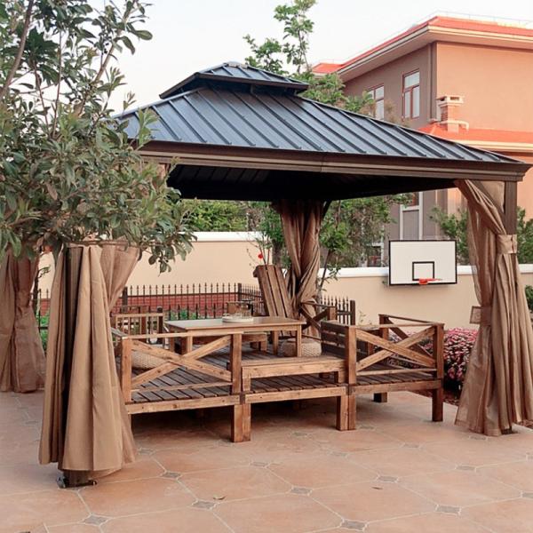 Polycarbonate Double-Roof Canopy Aluminum Gazebo Outdoor Hardtop Gazebo