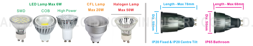 MR16 GU10 Aluminium Bathroom IP65 Fire Rated Downlight Fittings - Chrome Color