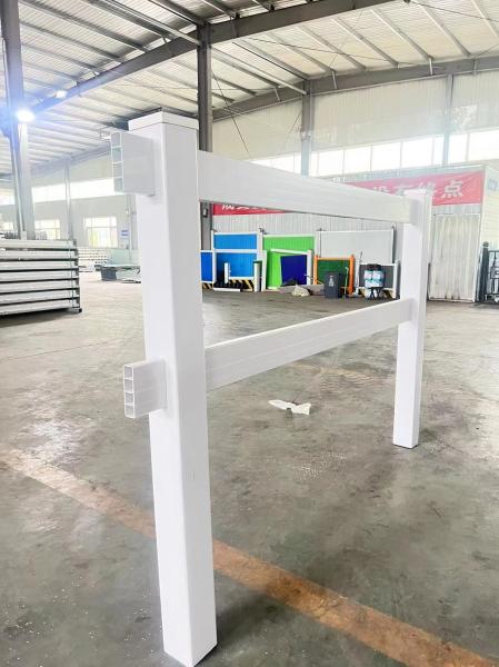 Clôture de ferme équestre en PVC ASTM 2 rails Blanc Gris