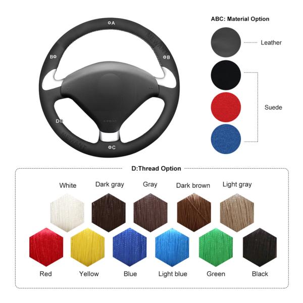 MEWANT For Peugeot 307 CC Car Accessories Interior Anti-sweat Thin Lace Up Leather Carbon Fiber Steering Wheel Cover