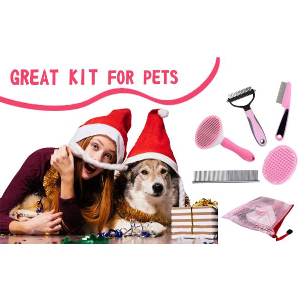 Dog Brush Grooming Kit 5 In 1 Shedding - Dog Grooming Dog Brush for Shedding Haired Dogs, Deshedder Brush for Dogs