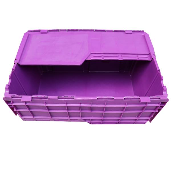 High Strength Stacking And Nest Warehouse Logistic Turnover Round Trip Totes With Hinged Lid Round Trip Plastic Totes Attached Lid Container Nest Storage Tote Box Distribution Warehouse Storage