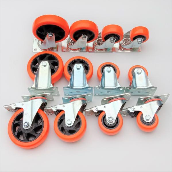 130kg Orange PVC/PU Industrial Rotary Trolley Caster Swivel Caster Wheel Customization