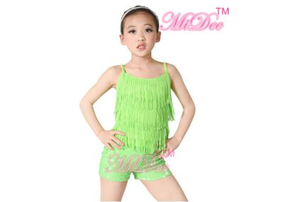 Girl'S Latin Dance Costumes Outfits 2 Pieces Camisole Tassels Sequin Top