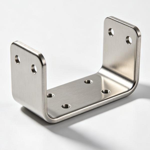 CNC Stamped SS 304 Shelf Bracket with Controlled Bend Radius and Precision Hole Pattern for Industrial Use