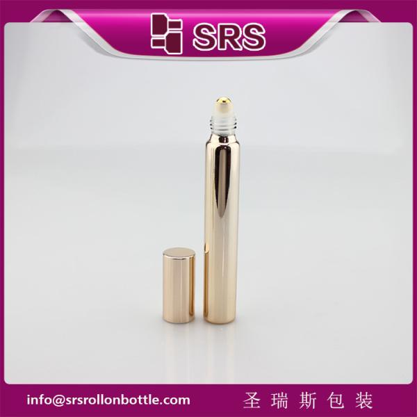 15ml 17mm diameter metalized rose gold glass bottle with real gold ball and aluminum cap.