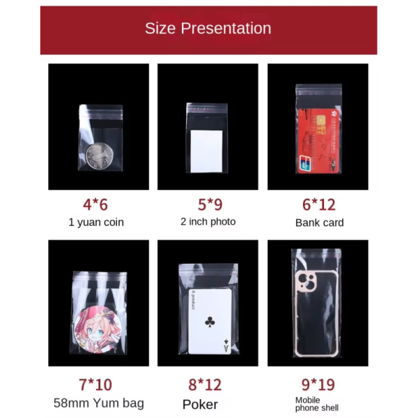 Wholesale custom transparent self-sealing adhesive Opp plastic bags for candies, clothing, books and notebooks