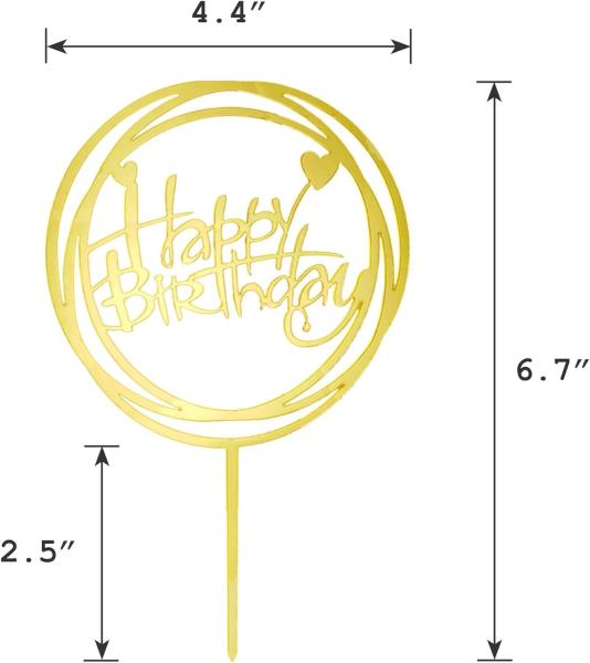 Birthday Cake Topper Set, Double-Sided Glitter, Acrylic Happy Birthday Cake Toppers/Cupcake Toppers, Birthday Decor