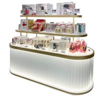 Présentoir rougeoyant ovale cosmétique acrylique de magasin de coffret d'étalage de niveau multi créatif