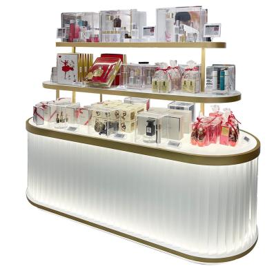 Creative Multi Level Acrylic Cosmetic Display Cabinet Oval Glowing Shop Display Shelf