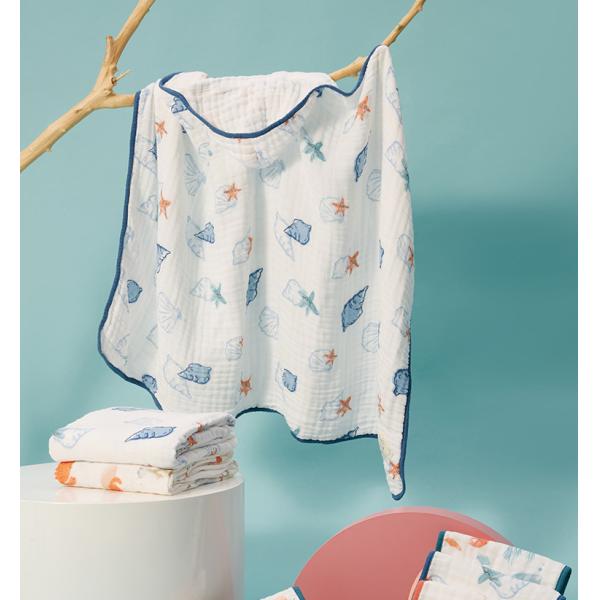 Manta de bambú de la envoltura del algodón floral verde hermoso de Gauze Fabric 190gsm