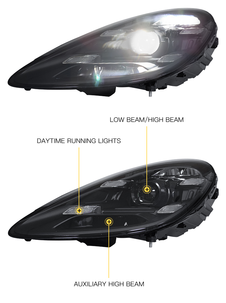 982 Cayman Boxster Front Light Upgrade 12V New LED Matrix Headlights Assembly 10000LM 6000K Projectors