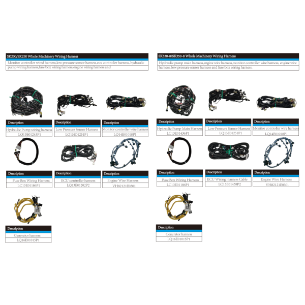 Original Parts SK130-8 SK140-8 Main Wiring Harness/Display Line LP13E01034P1 for Kobelco Excavator Parts