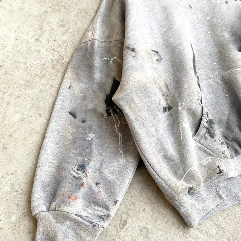 French Terry Fabric Vintage Graphic Hoodies Blank Oversized Boxy Fit Sun Faded