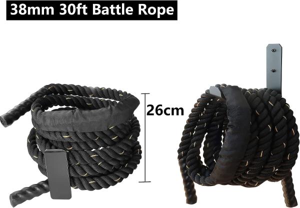 Porta-cordas de batalha de aço montado na parede para armazenamento de cordas de exercício