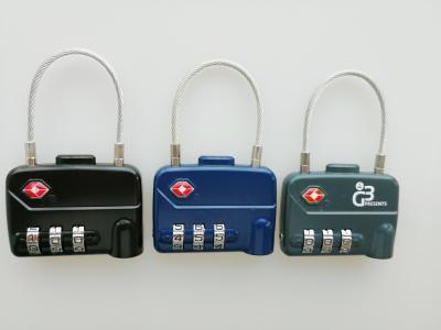 40CM Length TSA Cable Lock Zinc Alloy 3 Dial Combination Lock ROHS Approved