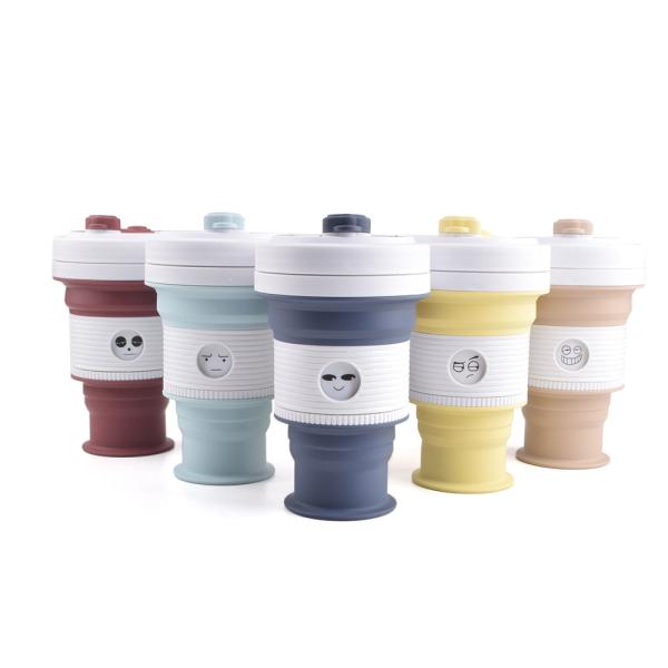 550 ml de 18 oz de silicone dobrável xícaras de café de silicone produtos domésticos branco