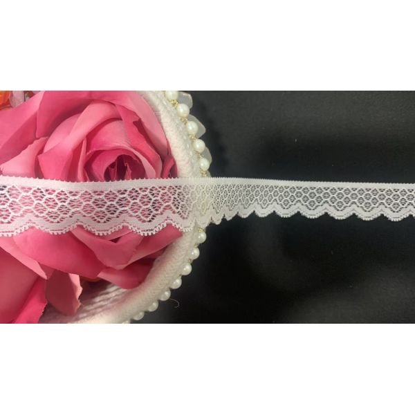 Stretch Lace Trim with Nylon Spandex Material, 2.5cm Width, and Floral Pattern for Lingerie and Bridal Sewing