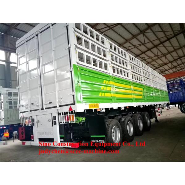 Blue Heavy Duty 4 Axle Semi Trailer 65 Ton Fence Type Semi Cargo Trailer