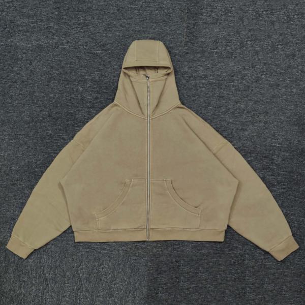Collar Hooded No Liner Streetwear Heavyweight Distressed Vintage Hoodies For Men