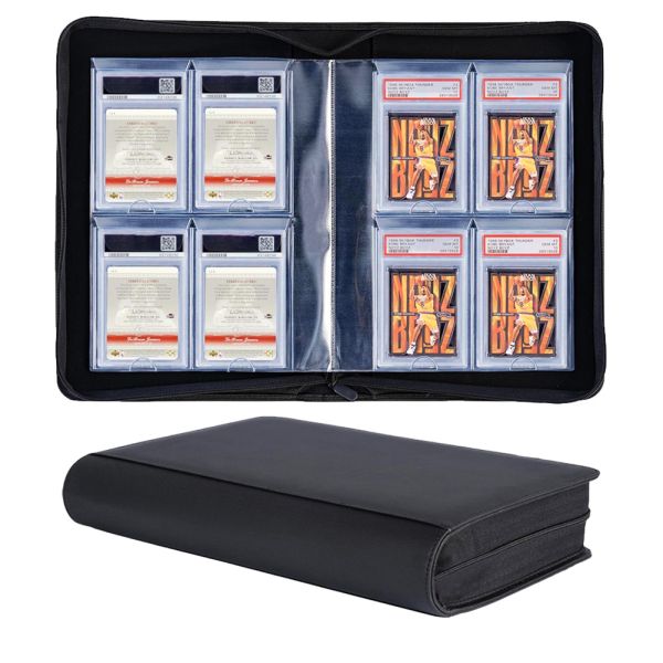 Graded Card Slab Binder 4-Pocket 32 Slots PU Leather Card Holder Storage  for PSA Graded Slab Binder