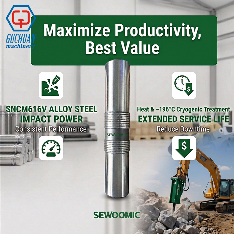 SEWOOMIC GCB & Furukawa HB Series Hydraulic Breaker Pistons: SNCM616V Alloy Engineering, Cryogenic Heat Treatment & OEM Interchangeability Guide