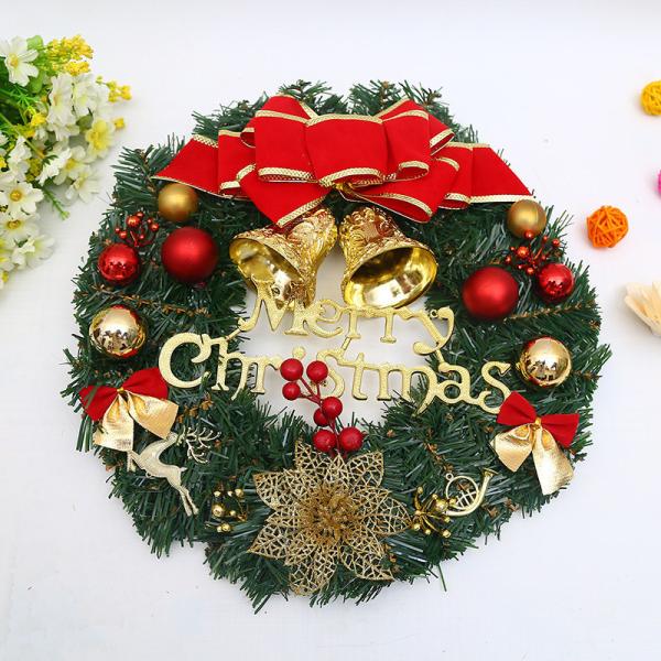 Plush Cloth and Plastic Christmas Pinecone Wreath for Outdoor Christmas Decorations
