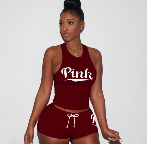 Letter Printing Yoga Tank Top Yoga Two Piece Set Sportswear Skinny Fit