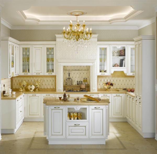 modular kitchen designs,kitchen supplies from China,solid wood door panel,white kitchen cabinets image
