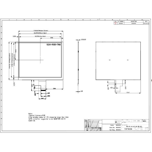 1024x768 40PIN 8.0 Inch HMI Touch Screen With LVDS Interface