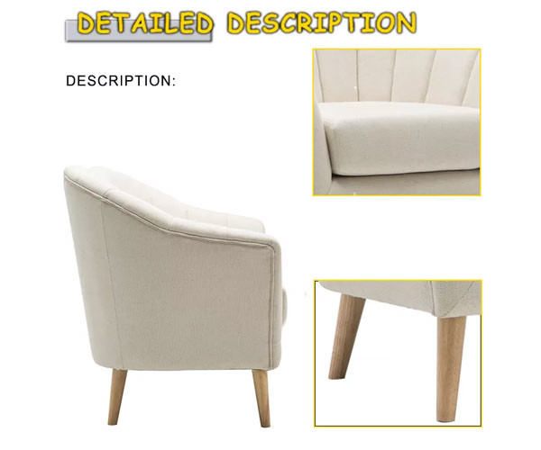 Comfortable Fabric Single Seater Armchair KD Rubber Luxury Wooden