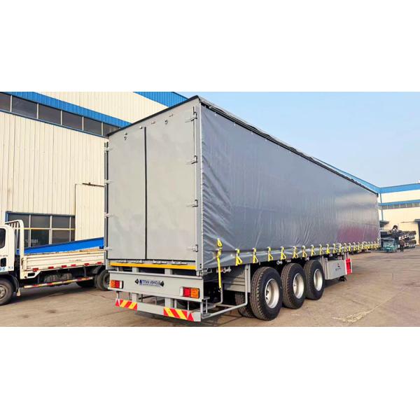 TITAN 3 Axle Pvc Tarpaulin Side Curtain Semi Trailer Curtainsider Dry Van Box Trailer for Sale in Russia