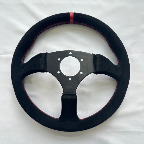 DELUXON 350mm Deep Dish 65mm Racing Steering Wheel 6 Bolt Universal Suede Performance Wheel