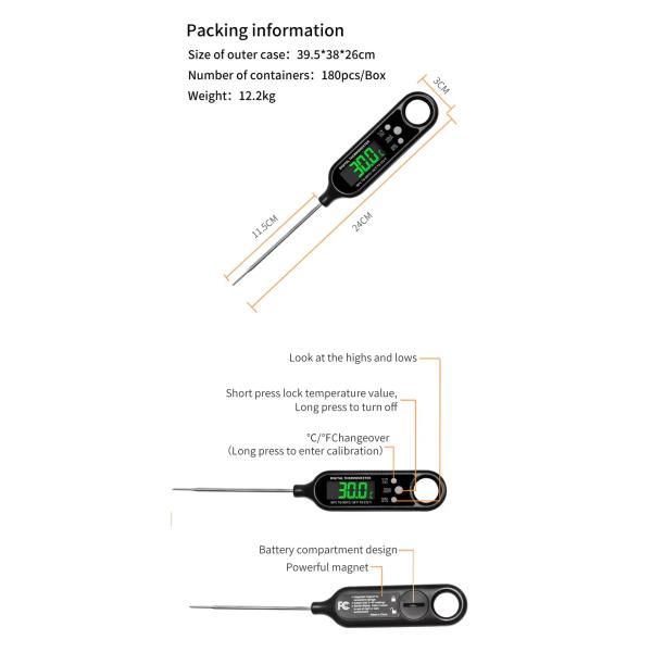DTH-164 -50 To 300℃ Digital Cooking Food Kitchen Candy Thermometer for Grill Smoker Oven Backing BBQ Instant Read Meat Thermometer