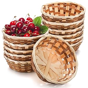 Round Gift Baskets, Bamboo Small Bread & Fruit Baskets, 7