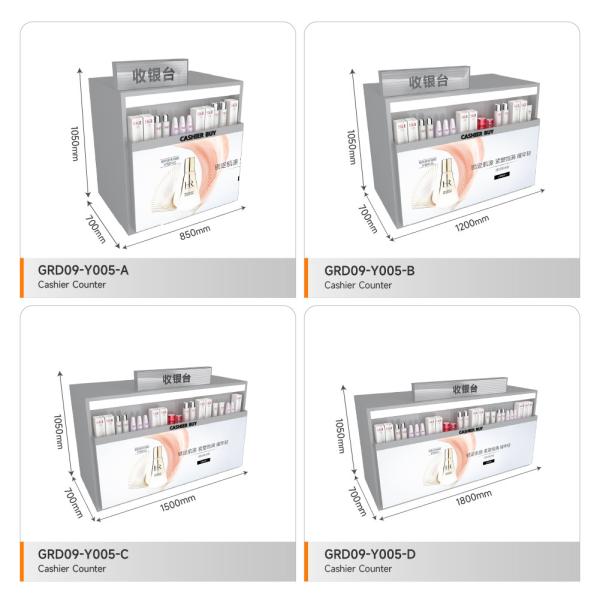 Display Showcase Grey Wooden Cash Register Iron Structure Light Box For Space-Saving Display Rack And Fashion-Forward Shop Rack