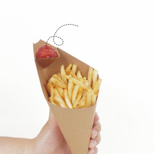 Comida Fritas Fritas Pollo Embalaje Cartón de papel Kraft desechable para beneficio de los compradores