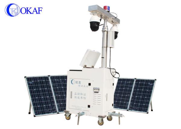Solar CCTV Trailer Construction Site Mobile Video Surveillance Trailer Metal Material