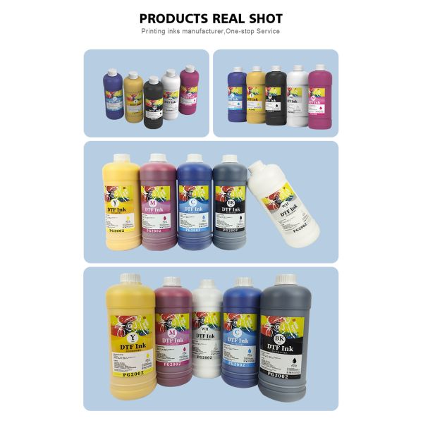 Fcolor High Quality Wholesale CMYK White Color 1000ML DTF Pigment Ink for Digital T-Shirt Transfer Printing