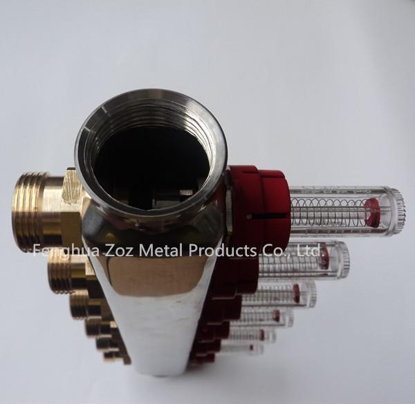 Stainless Steel Floor Heating Manifolds Set With Flow Meter , Flow Meter SS Manifold