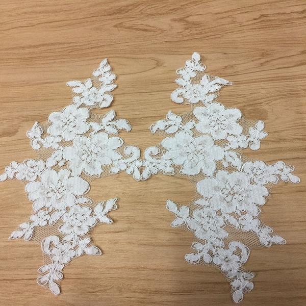 Jacquard Cord Eyelash  Lace Applique  for Wedding Bridal Dress