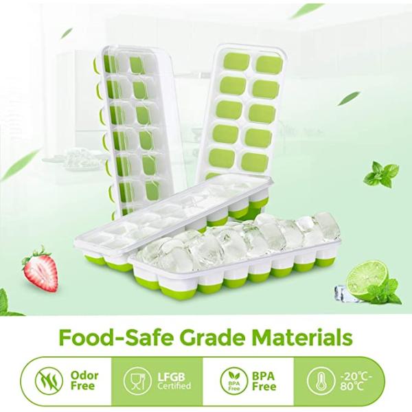 Flexible and Sustainable 4 Pack Easy-Release Ice Cube Trays for Your Freezer